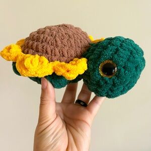 Crochet Sunflower Turtle Plushie